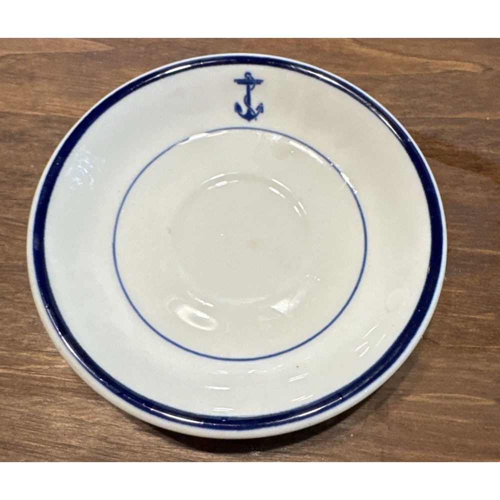 vintage demitasse saucers USN U.S. Navy mess hall, 5 inch, Shenango